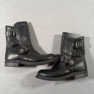 Vintage Harley Davidson Black Leather Harness Boots Biker Motorcycle Boots USA